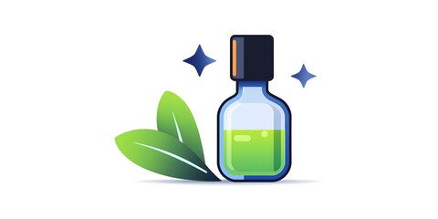 Green Liquid Elixir in Vector Bottle Icon