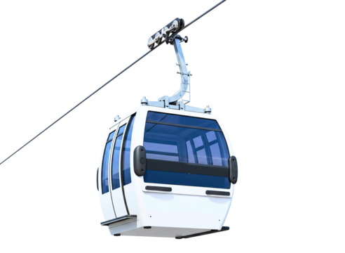 Modern ski lift gondola cabin suspended on a cable isolated on transparent background - Powered by Adobe