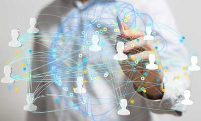 Visual representation of a global network, showcasing interconnected people and data streams. Ideal...