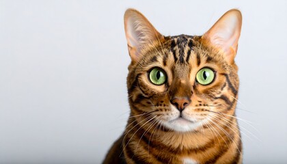 Obraz premium Close-up of a Bengal cat with curious expression.