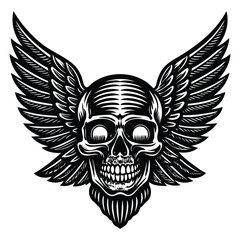 Skull and Wing Vector Silhouette