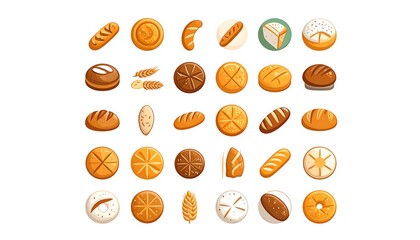 Various types of baked goods illustrated.