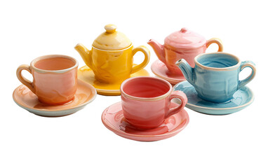 Delightful Miniature Toy Tea Set Neatly Arranged for a Whimsical Pretend Tea Party