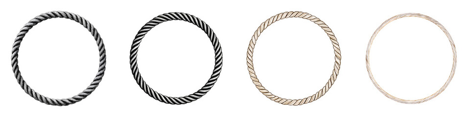 Rope Circle Frames: Nautical Themed Border Designs on White