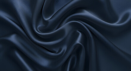Obraz premium An alluring close-up capturing the rippling fluidity of deep navy silk fabric creating an abstract composition that evokes notions of calm sophistication and understated luxury