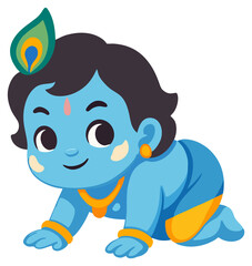 Baby Krishna Crawling Cute PNG Sticker 