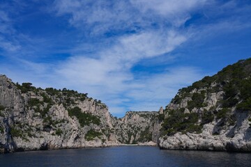 View of the Calanques de Cassis, a national park of limestone cliffs over the Mediterranean Sea near Marseilles, France