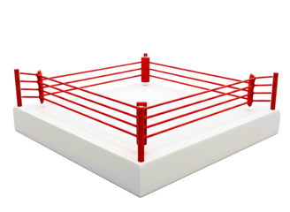 Red wrestling ring with white base isolated on transparent background