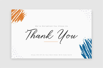 minimal thank you white card in hand drawn style
