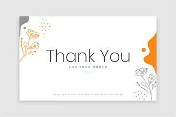 abstract thank you card with botanical leaves decor