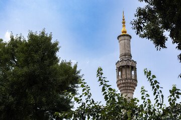 istanbul, besiktas 04.09.2025: The minaret of the small Mecidiye Mosque is visible in this photograph taken from the slopes of the Beşiktaş district in Istanbul. Ottoman architectural style. Design. 