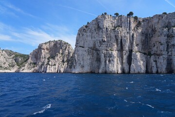Naklejka premium View of the Calanques de Cassis, a national park of limestone cliffs over the Mediterranean Sea near Marseilles, France