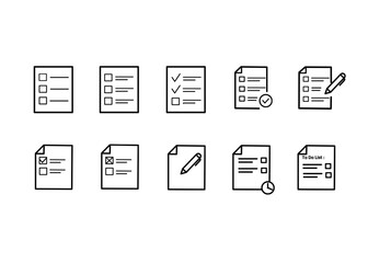 To do list icon set line art on white background 