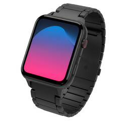 Sleek Black Smartwatch with Gradient Display: Modern Tech Accessory isolated on white background