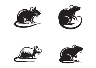 rat logo silhouette vector design, mouse silhouette vector illustration, little hamster silhouette vector, mouse animal logo vector silhouette on white background