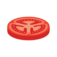 one slice of tomato. fresh vegetable product.