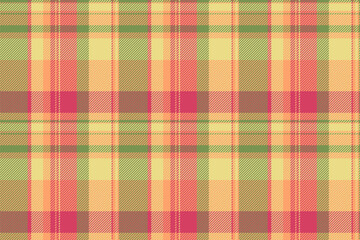 Creativity plaid fabric check, vivid pattern seamless background. Mexican textile tartan vector texture in orange and yellow colors.