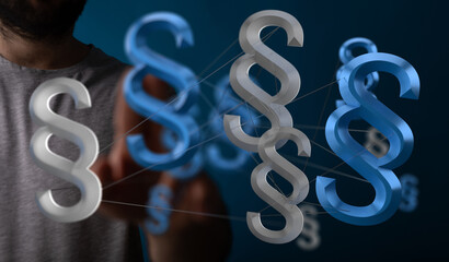 Abstract image of interconnected paragraph symbols, representing legal networks, laws, and...