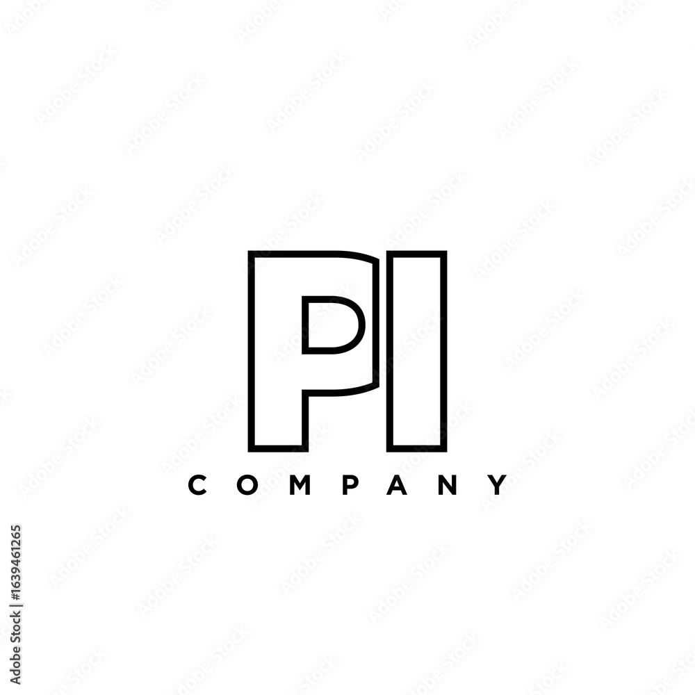 Poster letter p and i, pi logo design template. minimal monogram initial based logotype.