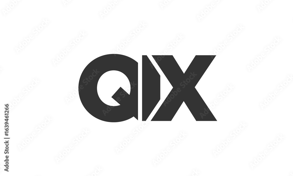 Poster QIX logo design template with strong and modern bold text. Initial based vector logotype featuring simple and minimal typography. Trendy company identity.