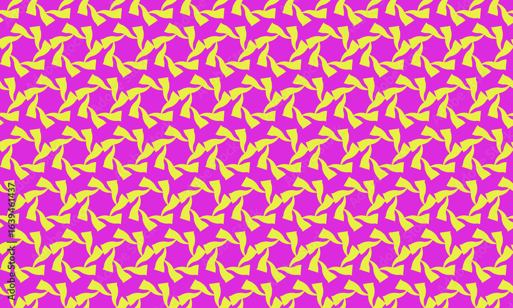 Poster vibrant abstract geometric pattern featuring interlocking shapes in bold fuchsia and mustard yellow.