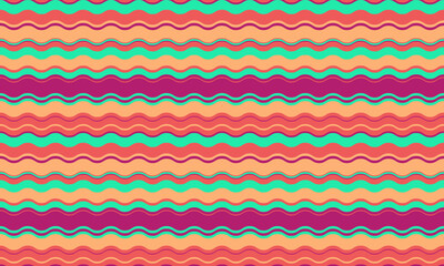 Vibrant wavy stripes in a cheerful color palette.  Perfect for textile design, website backgrounds, or playful branding. This cheerful, retroinspired pattern evokes feelings of joy and summer.