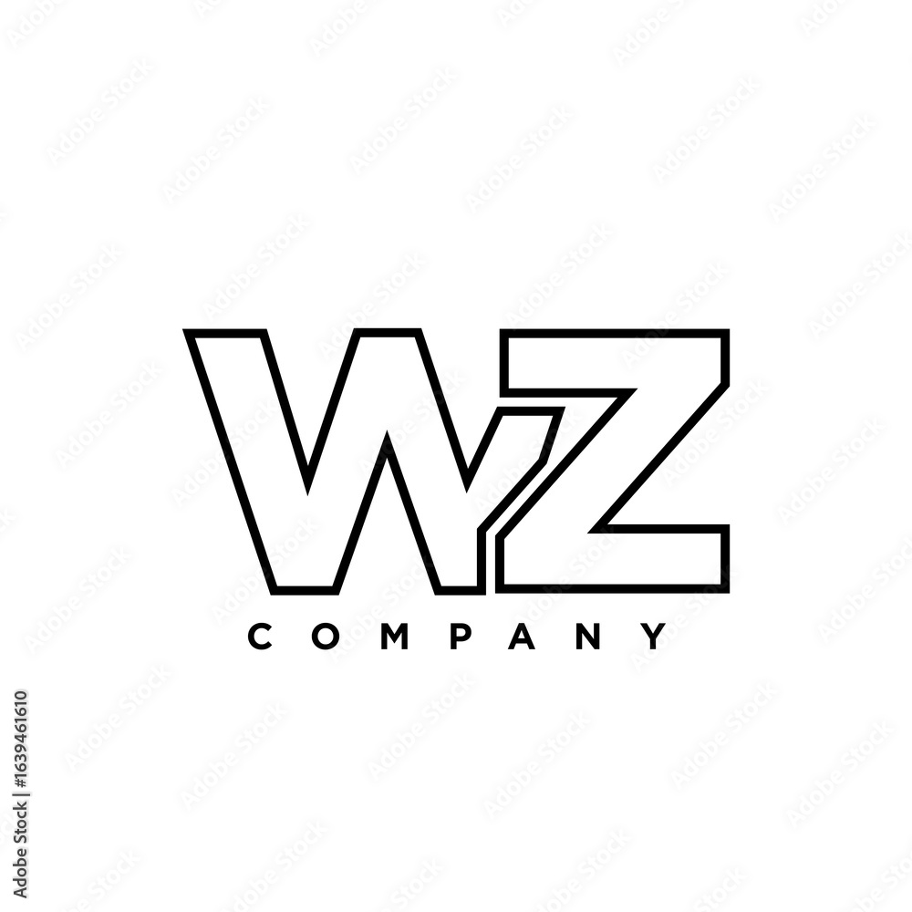 Poster letter w and z, wz logo design template. minimal monogram initial based logotype.