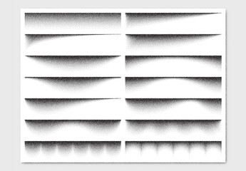 Vector collection of abstract shadow paper dividers with stipple noise texture effect