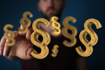 Abstract image of golden paragraph symbols.  Legal, law, justice concept.