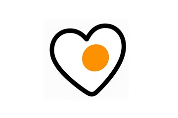 Heart outline with fried egg yolk inside. Flat illustration isolated on white background. Cooking and love for food concept.