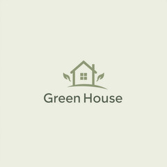 Fototapeta premium house logo with green leafy house theme on green background
