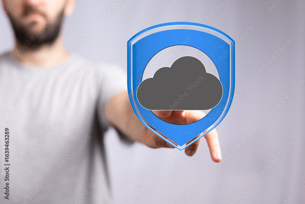 Poster ensuring secure cloud storage. protect your sensitive data with robust security measures.
