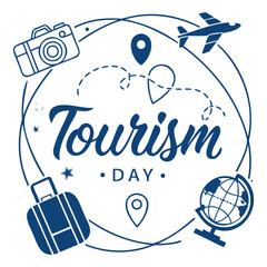 Fototapeta premium World Tourism Day and Travel Hand Lettering Design