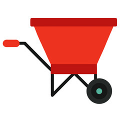 Red garden wheelbarrow icon