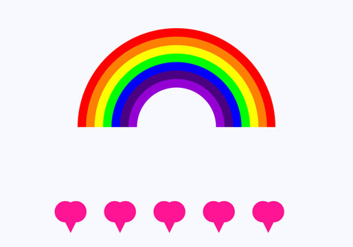 Pride rainbow and hearts