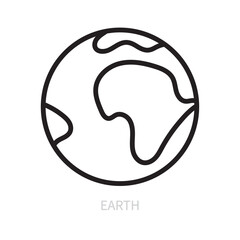 Earth line icon. World, globe, planet, global, sphere symbol. Vector illustration. Editable stroke. Flat design. Isolated on a white background.