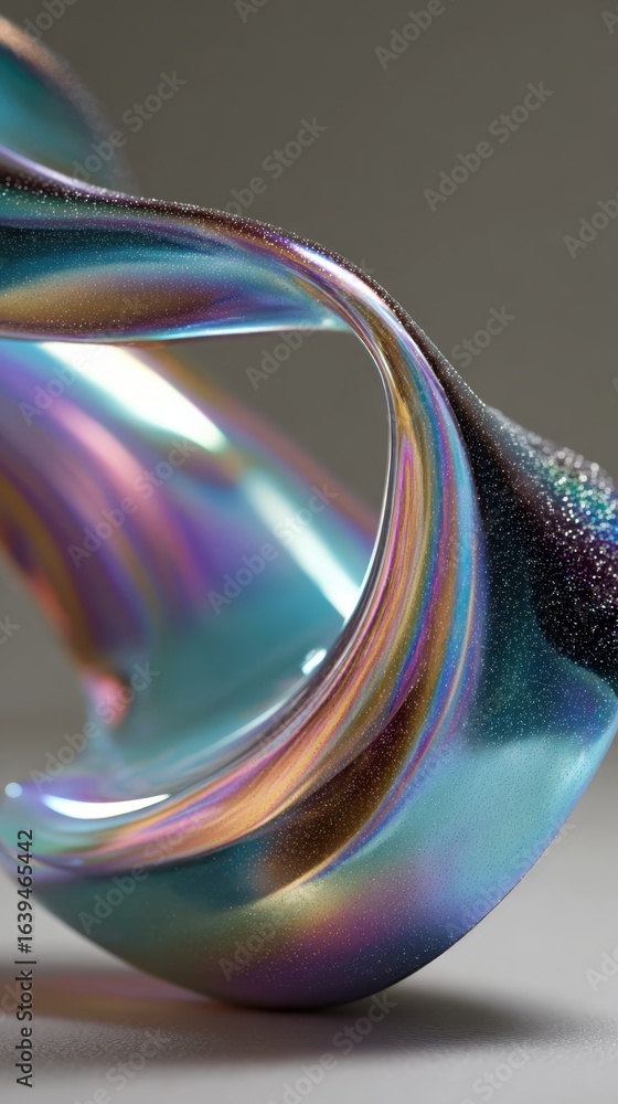 Poster holographic surface shimmering with rainbow hues, generating iridescent metallic pattern displaying 