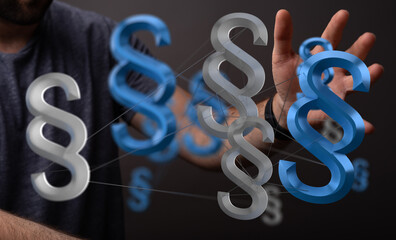 Abstract image of interconnected paragraph symbols, representing legal networks and interconnected...