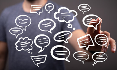 Conceptual image of communication, social media, and online interaction.