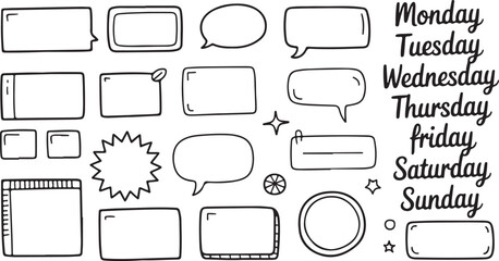 Hand Drawn Planner Elements Vector Set for Organizing Schedules and Tasks