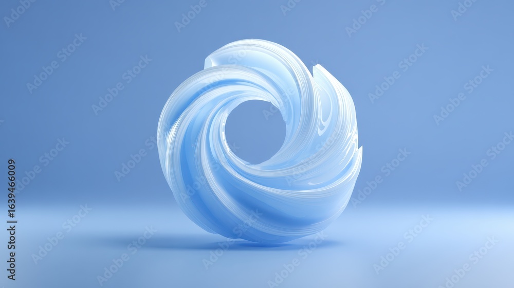Poster fluid azure curves blending seamlessly into monochromatic background, generating minimalist graphic 