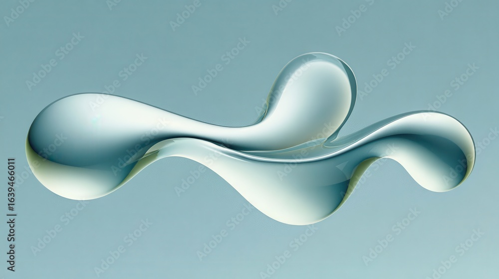 Aufkleber fluid turquoise wave curving across blended gradient, representing dynamic movement with sleek, refl
