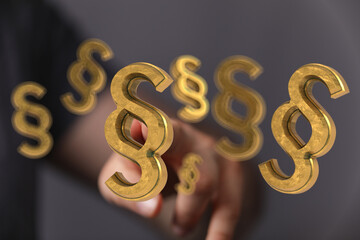 Abstract image of golden paragraph symbols. Perfect for legal, law, justice, and contract themes.