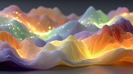 Ethereal Rainbow Mesh Landscape with Soft Glow