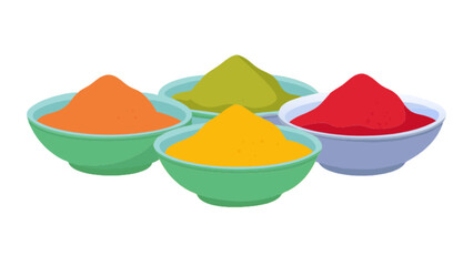 Colorful holi powder bowls vector illustration for holi festival celebration and indian culture design art