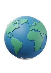 Globe showing continents isolated on white background