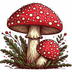 Red and white spotted mushroom vector image