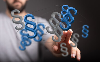 Abstract image of interconnected paragraph symbols, representing legal frameworks and regulations.