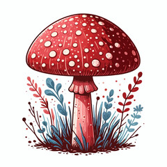 Red and white spotted mushroom vector image