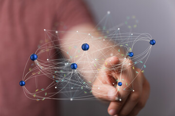 Digital network, global connection, technology, innovation, futuristic concept.  Modern business...